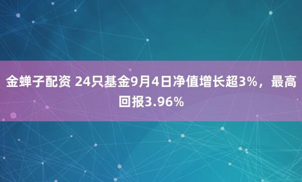 金蝉子配资 24只基金9月4日净值增长超3%，最高回报3.96%