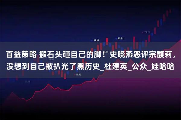 百益策略 搬石头砸自己的脚！史晓燕恶评宗馥莉，没想到自己被扒光了黑历史_杜建英_公众_娃哈哈